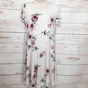 Annabelle White Pink Floral Mini Shirt Dress